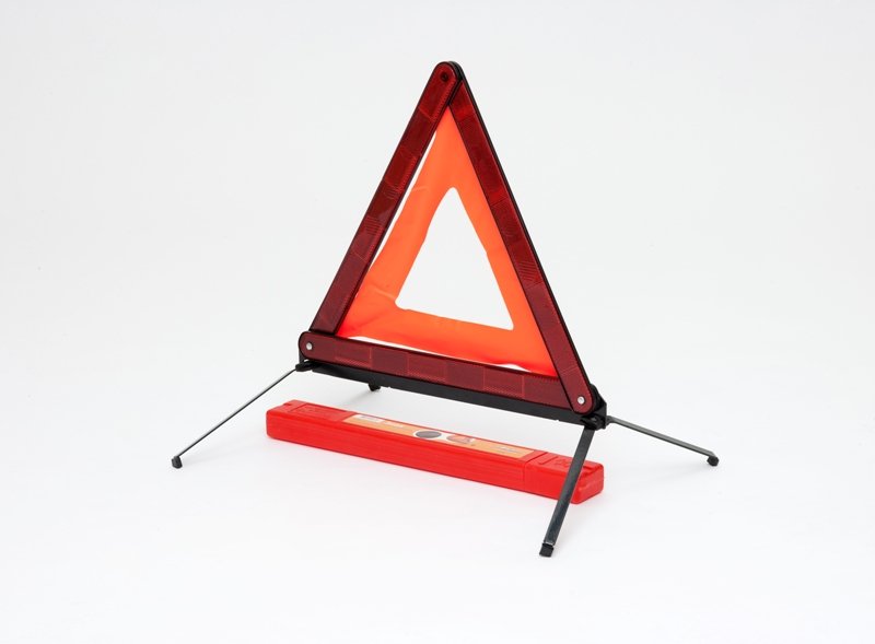 Знак аварийной остановки яркий светоотражающий элемент, внутренний оранжевый треугольник, с металлическим основанием