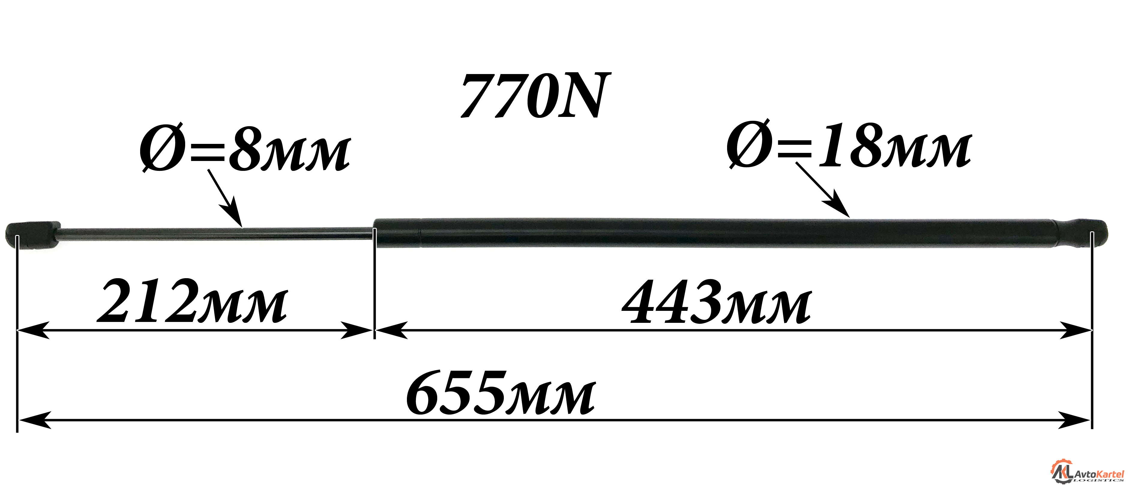 Амортизатор крышки багажника L=655 мм, F=770 N LAND ROVER RANGE ROVER SPORT